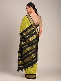 Beautiful Art Silk Green Jacquard  Saree with Blouse piece For Women-thumb1