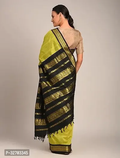 Beautiful Art Silk Green Jacquard  Saree with Blouse piece For Women-thumb2