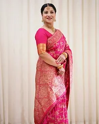 Beautiful Art Silk Pink Jacquard  Saree with Blouse piece For Women-thumb2