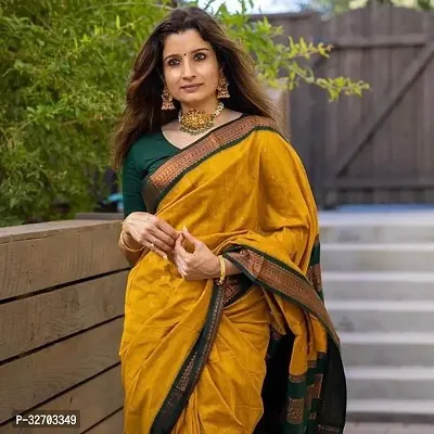 Beautiful Art Silk Green Jacquard  Saree with Blouse piece For Women-thumb3