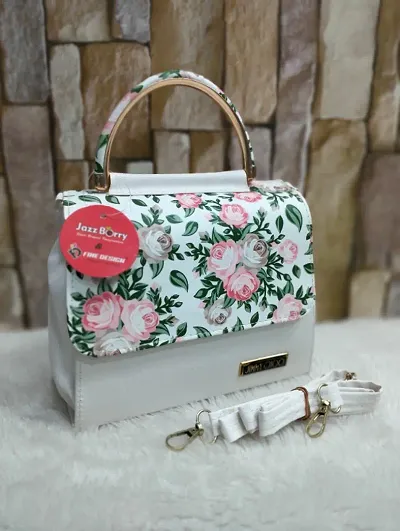 Trendy PU Leather Flower Printed Sling Bags For Women
