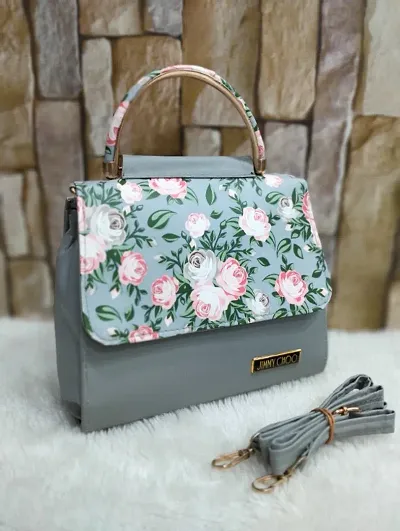 Trendy PU Leather Flower Printed Sling Bags For Women