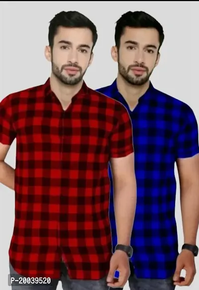 Classic Polycotton Checked Casual Shirts for Men, Pack of 2-thumb0