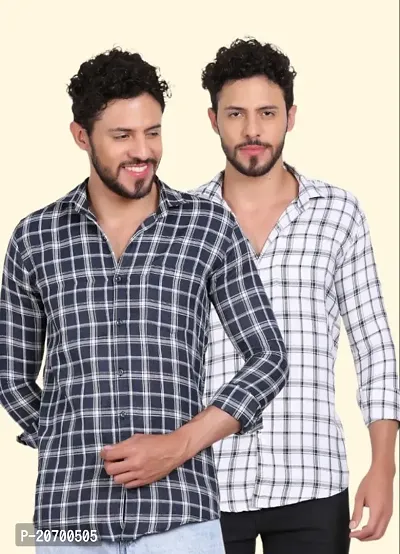 Classic Polycotton Checked Casual Shirts for Men, Pack of 2