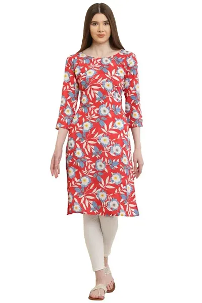 Classic Crepe Floral Printed A-Line Kurti