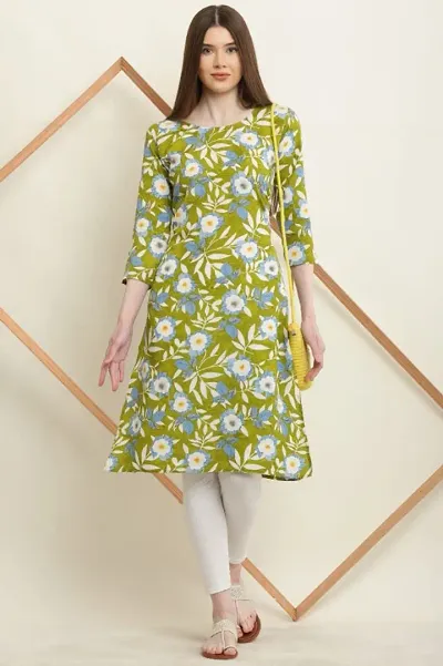 Classic Crepe Floral Printed A-Line Kurti