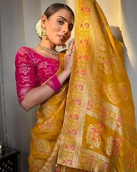 Beautiful Art Silk Golden Jacquard  Saree with Blouse piece For Women-thumb4