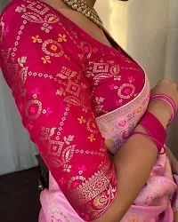 Beautiful Art Silk Pink Jacquard  Saree with Blouse piece For Women-thumb2