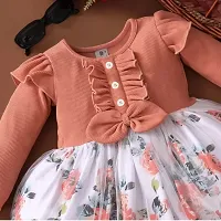 Fabulous Peach Cotton Printed Frock For Girls-thumb2