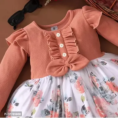 Fabulous Peach Cotton Printed Frock For Girls-thumb3