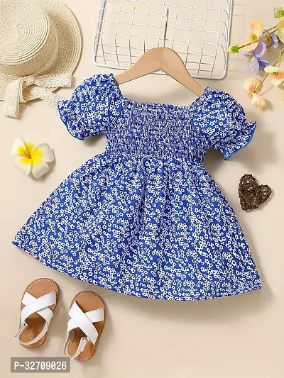 Fabulous Blue Cotton Printed Frock For Girls-thumb0