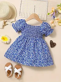 Fabulous Blue Cotton Printed Frock For Girls-thumb1