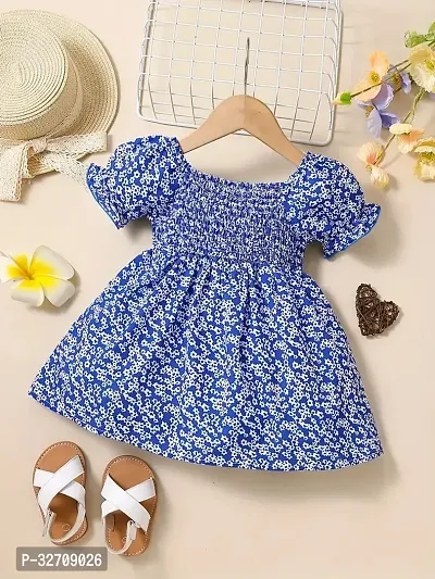 Fabulous Blue Cotton Printed Frock For Girls-thumb2