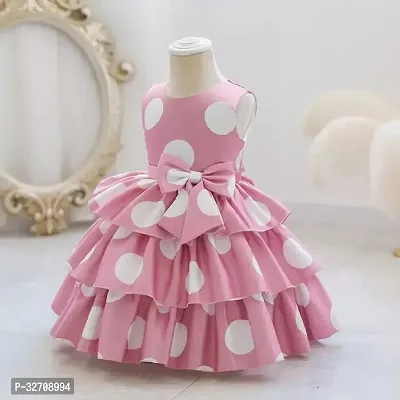 Fabulous Pink Satin Printed Frock For Girls-thumb3