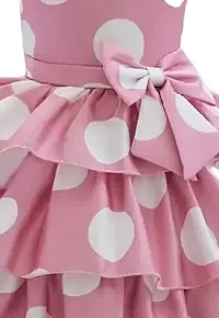 Fabulous Pink Satin Printed Frock For Girls-thumb3