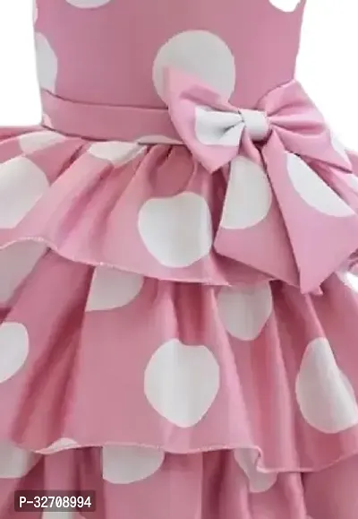 Fabulous Pink Satin Printed Frock For Girls-thumb4