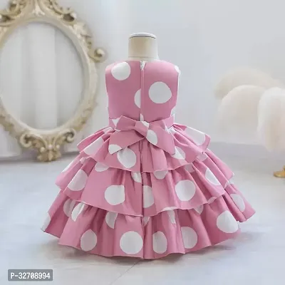 Fabulous Pink Satin Printed Frock For Girls-thumb2