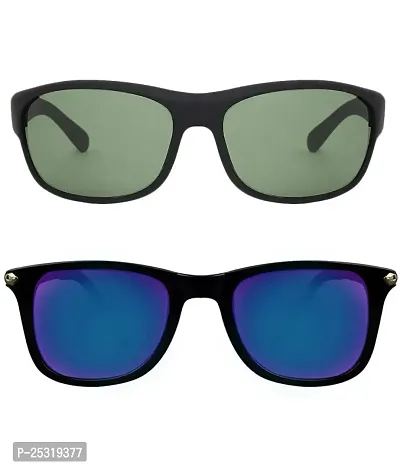 Fabulous Multicoloured Plastic And Metal Rectangle Sunglasses For Men, Pack Of 2