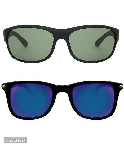 Fabulous Multicoloured Plastic And Metal Rectangle Sunglasses For Men, Pack Of 2-thumb0