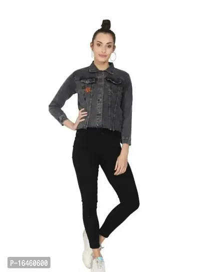 Women Stylish Solid Denim Jacket-thumb0