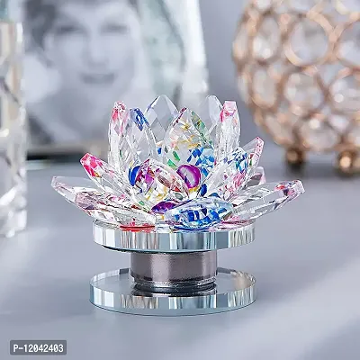 Crystal Lotus Transparent Multicolor for Positive Energy Love Harmony Prosperity Peace Health Wealth Good Luck & Decorative Showpiece for Home D?cor Pack of 1.-thumb3