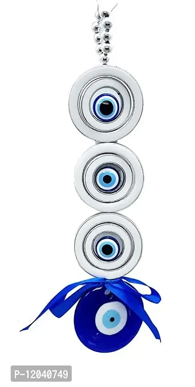 Three Circles Turkish Blue Evil Eye Hanging for?Home Protection, Good Luck Charm, and Prosperity, Interior Wall Hanging Showpiece Pack of 1.