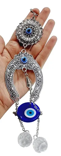 Beautiful Evil Eye Wall Hanging Crystal Vastu Nazar Suraksha Blue Evil Eye Three Horse for Car & Door/Office Hanging for Good Luck and Prosperity Decorative Christmas Gifts Pack of 1.-thumb3