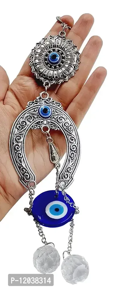 Beautiful Evil Eye Wall Hanging Crystal Vastu Nazar Suraksha Blue Evil Eye Three Horse for Car & Door/Office Hanging for Good Luck and Prosperity Decorative Christmas Gifts Pack of 1.-thumb4