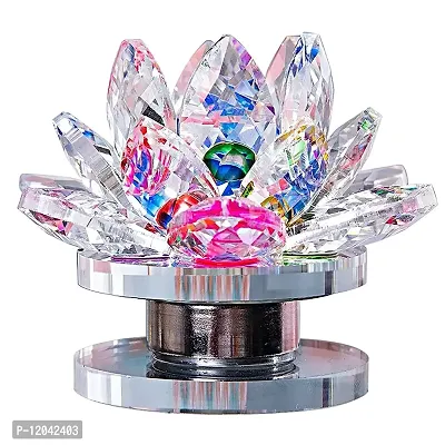 Crystal Lotus Transparent Multicolor for Positive Energy Love Harmony Prosperity Peace Health Wealth Good Luck & Decorative Showpiece for Home D?cor Pack of 1.