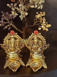 Beautiful Lakshmi Ganesha Idols Statue for Blessings, Prosperity, Serenity & Peace. Prepared in Antique Gold Color Good Material of Metal for Deepawali, Puja & Home D?cor (Murticoloed) Pack of 1-thumb3