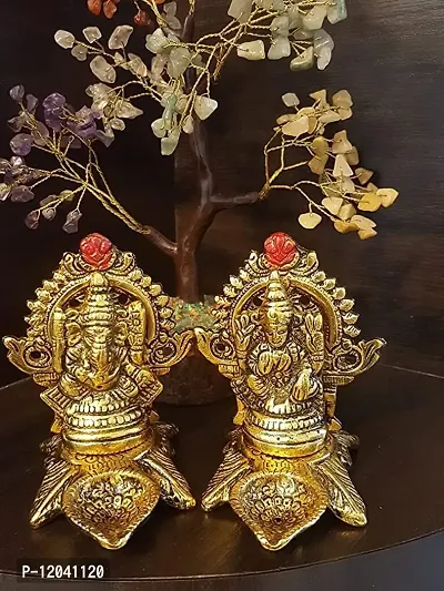 Beautiful Lakshmi Ganesha Idols Statue for Blessings, Prosperity, Serenity & Peace. Prepared in Antique Gold Color Good Material of Metal for Deepawali, Puja & Home D?cor (Murticoloed) Pack of 1-thumb4