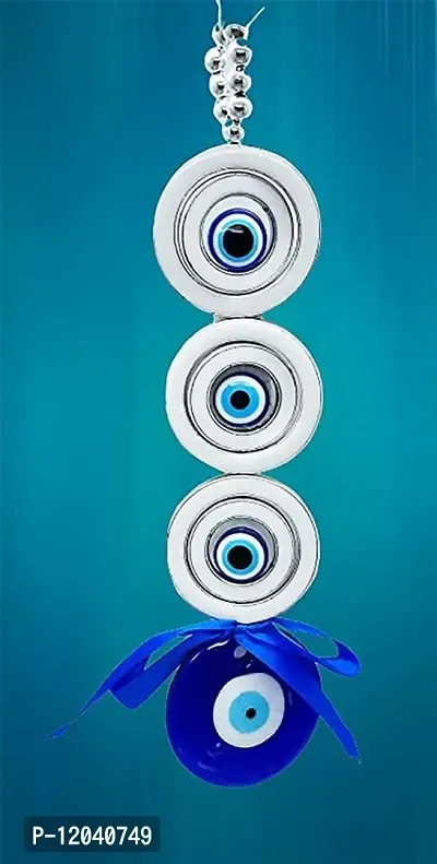 Three Circles Turkish Blue Evil Eye Hanging for?Home Protection, Good Luck Charm, and Prosperity, Interior Wall Hanging Showpiece Pack of 1.-thumb5