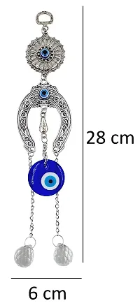 Beautiful Evil Eye Wall Hanging Crystal Vastu Nazar Suraksha Blue Evil Eye Three Horse for Car & Door/Office Hanging for Good Luck and Prosperity Decorative Christmas Gifts Pack of 1.-thumb2