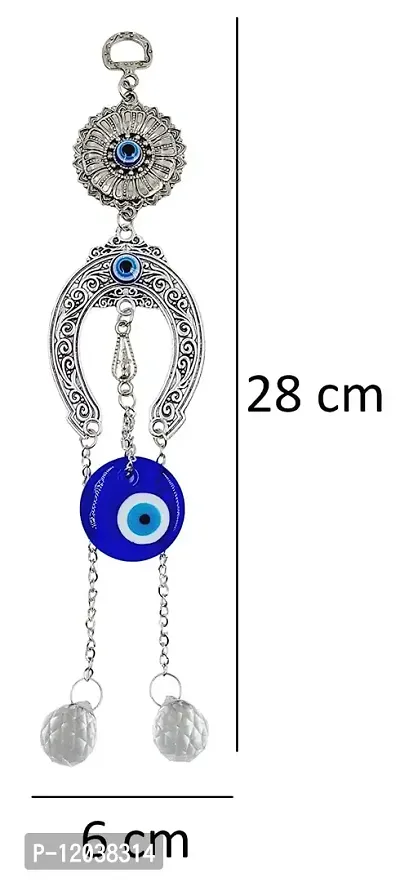 Beautiful Evil Eye Wall Hanging Crystal Vastu Nazar Suraksha Blue Evil Eye Three Horse for Car & Door/Office Hanging for Good Luck and Prosperity Decorative Christmas Gifts Pack of 1.-thumb3