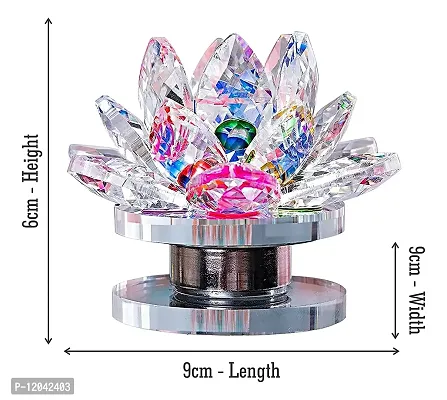 Crystal Lotus Transparent Multicolor for Positive Energy Love Harmony Prosperity Peace Health Wealth Good Luck & Decorative Showpiece for Home D?cor Pack of 1.-thumb2