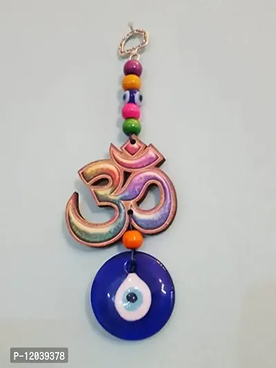 Om Design Evil Eye Hanging?Showpiece ?Display Item for Protection, Wealth, Luck, and Stability for Vastu / Feng Shui Remedy, Good Plastic and Resin Quality, 1 Pack in Multicolor