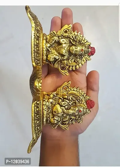 Beautiful Lakshmi Ganesha Idols Statue for Worship, Blessings, Prosperity, Serenity & Peace. Prepared in Antique Gold Color from Metal for Deepawali, Diwali Puja & Home D?cor Pack of 1-thumb4