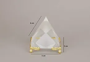 Effective Crystal Glass Pyramid On Golden Stand for Positive Energy, Good Luck & Enhancer. Prepared from Fine Quality As Vastu Remedy for Home & Office. Pack of 1-thumb1