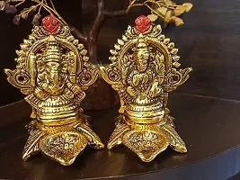 Beautiful Lakshmi Ganesha Idols Statue for Blessings, Prosperity, Serenity & Peace. Prepared in Antique Gold Color Good Material of Metal for Deepawali, Puja & Home D?cor (Murticoloed) Pack of 1-thumb1