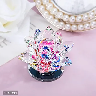 Crystal Lotus Transparent Multicolor for Positive Energy Love Harmony Prosperity Peace Health Wealth Good Luck & Decorative Showpiece for Home D?cor Pack of 1.-thumb4