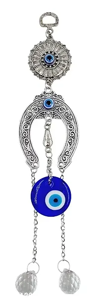 Beautiful Evil Eye Wall Hanging Crystal Vastu Nazar Suraksha Blue Evil Eye Three Horse for Car & Door/Office Hanging for Good Luck and Prosperity Decorative Christmas Gifts Pack of 1.-thumb2