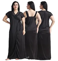 Women Satin Black Nightdress-thumb2