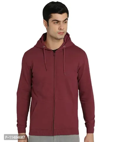 CYCUTA Men's Plain Full Sleeves Regular Fit Ziper Hoodie Sweatshirt for Winter wear (Multicolor and Size M=38,L=40,XL=42) (Maroon, L)