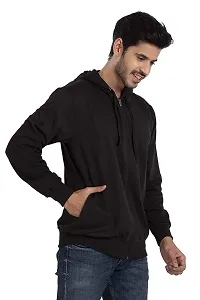 CYCUTA Men's Plain Full Sleeves Regular Fit Cotton Ziper Hoodie Sweatshirt for Winter wear (Multicolor and Size M=38,L=40,XL=42) (Black, S)-thumb2