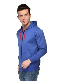 CYCUTA Men's Plain Full Sleeves Regular Fit Cotton Ziper Hoodie Sweatshirt for Winter wear (Multicolor and Size M=38,L=40,XL=42) (Blue, XL)-thumb1