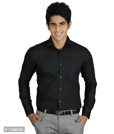 CYCUTA Plain Cottton Shirts for Men,Pure Cotton Shirts for Men, Available Sizes M=38,L=40,XL=42 (Black, X-Large)