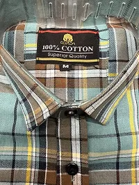 Men's Full Sleeve Check Print Shirts for Men for Formal Wear Cotton Shirts,Available Sizes M=38,L=40,XL=42 (M, GreenChckShrt)-thumb1
