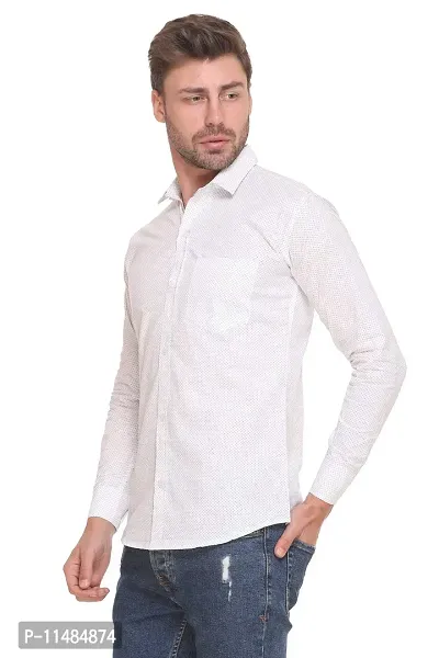 CYCUTA Polka Print Cottton Shirts for Men,Pure Cotton Shirts for Men, Available Sizes M=38,L=40,XL=42 (White, Large)-thumb5