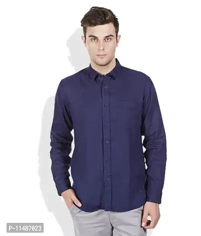 CYCUTA Plain Cottton Shirts for Men,Pure Cotton Shirts for Men, Available Sizes M=38,L=40,XL=42 (Navy, Small)