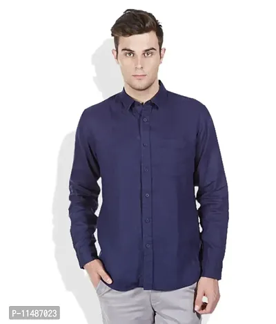 CYCUTA Plain Cottton Shirts for Men,Pure Cotton Shirts for Men, Available Sizes M=38,L=40,XL=42 (Navy, Small)-thumb0